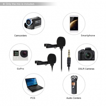 Петличный микрофон Comica CVM-D02 двойной для камеры/смартфона/GoPro