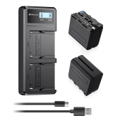 Комплект: 2 аккумулятора Powerextra NP-F970 + зарядное устройство USB-C